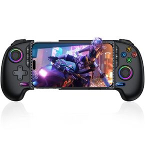 Mobile Game Controller for iPhone/Android with Hall Joystick and RGB, Wireless Phone Controller with Phone Case Support, Compatible with Xbox Game Pass, Steam Link, Call of Duty, Roblox, Minecraft