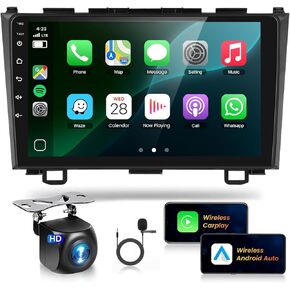 8Core 4G 64G Android Car Stereo for 2007-2011 Honda CRV Radio with 9inch 1280x720P IPS Touch Screen Wireless CarPlay/Android Auto/DSP 36EQ/WiFi/5.0Bluetooth/MirrorLink/RDS/FM/Radio/Backup Camera