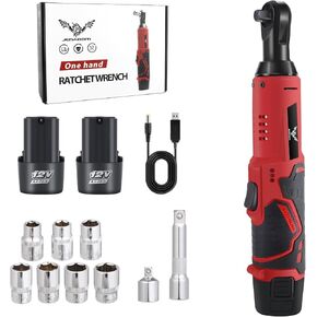Cordless Electric Ratchet Wrench Set 12V Power Ratchet Tool Kit With 1 Packs Lithium-Ion Battery And Charger