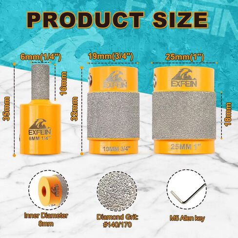 Grinder Bits for Stained Glass - Diamond Grinder Head 1/4" and 3/4" Core Stained Glass Grinder Bits & Brazed Diamond Grinder Bit Head, Stain Glass Tools and Supplies for Stained Glass in Saudi Arabia