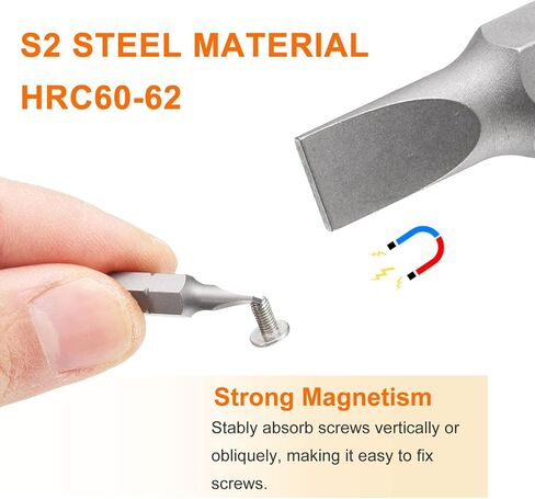 HARFINGTON 2pcs SL6 Slotted Screwdriver Bit 1/4" Hex Shank 25mm/1" Length Magnetic Flat Head Hex Bits S2 Steel Screw Driver Bit for Impact Electric Screw Driver Power Tools in Saudi Arabia