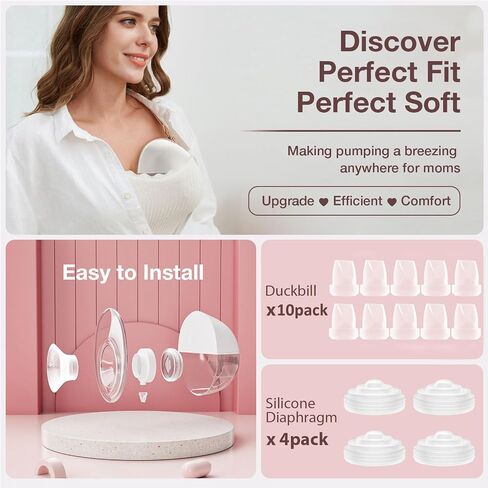 12PCS Breast Pump Replacement Parts, 8Pack Silicone Duckbill Valve & 4Pack Silicone Diaphragm Compatible with Momcozy M5 Wearable Breastpump, M5 Breastfeeding Essential Accessories in Saudi Arabia