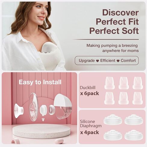 12PCS Breast Pump Replacement Parts, 8Pack Silicone Duckbill Valve & 4Pack Silicone Diaphragm Compatible with Momcozy M5 Wearable Breastpump, M5 Breastfeeding Essential Accessories in Saudi Arabia