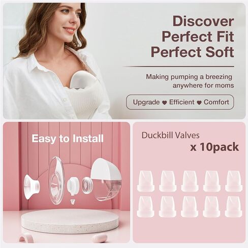 12PCS Breast Pump Replacement Parts, 8Pack Silicone Duckbill Valve & 4Pack Silicone Diaphragm Compatible with Momcozy M5 Wearable Breastpump, M5 Breastfeeding Essential Accessories in Saudi Arabia