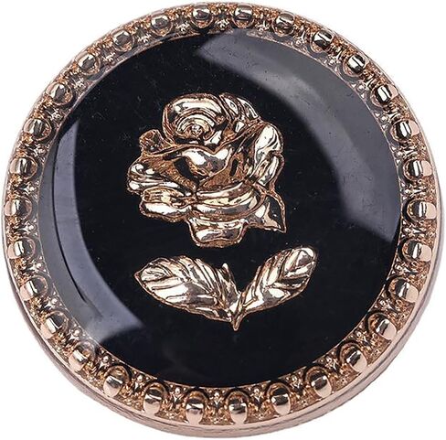 5pcs Vintage Round Retro Gold Metal Rose Flower Pattern Buttons for Clothes Coats Decoration (Ligh Black Gold, 23mm) in Kuwait