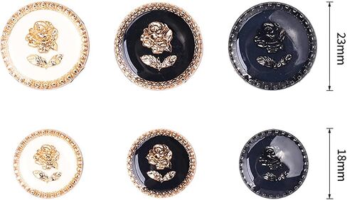 5pcs Vintage Round Retro Gold Metal Rose Flower Pattern Buttons for Clothes Coats Decoration (Ligh Black Gold, 23mm) in Kuwait