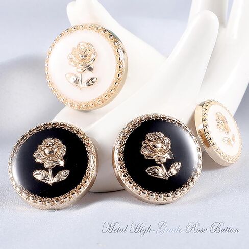 5pcs Vintage Round Retro Gold Metal Rose Flower Pattern Buttons for Clothes Coats Decoration (Ligh Black Gold, 23mm) in Kuwait