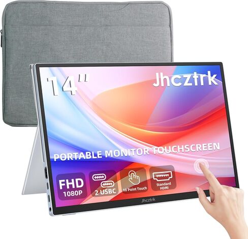 شاشة محمولة من شاشة تعمل باللمس 14 بوصة ، شاشة محمولة 1080 بكسل ، شاشة ألعاب FHD IPS HDR خفيفة وخفيفة الوزن ، ومراقبة سفر محمول مع مكبرات صوت مدمجة و VESA لجهاز الكمبيوتر المحمول MAC PCBOX PS4/5 in Kuwait