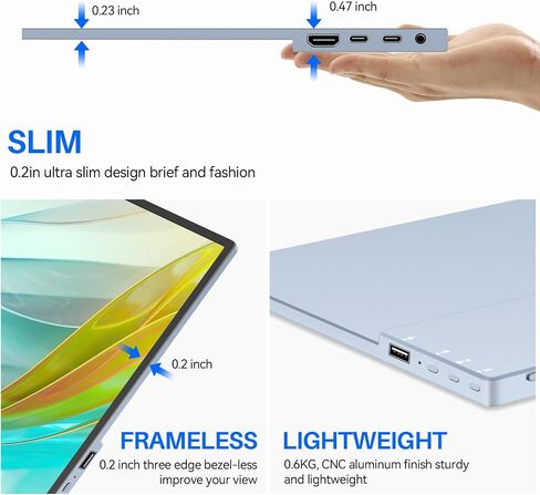 شاشة محمولة من شاشة تعمل باللمس 14 بوصة ، شاشة محمولة 1080 بكسل ، شاشة ألعاب FHD IPS HDR خفيفة وخفيفة الوزن ، ومراقبة سفر محمول مع مكبرات صوت مدمجة و VESA لجهاز الكمبيوتر المحمول MAC PCBOX PS4/5 in Kuwait