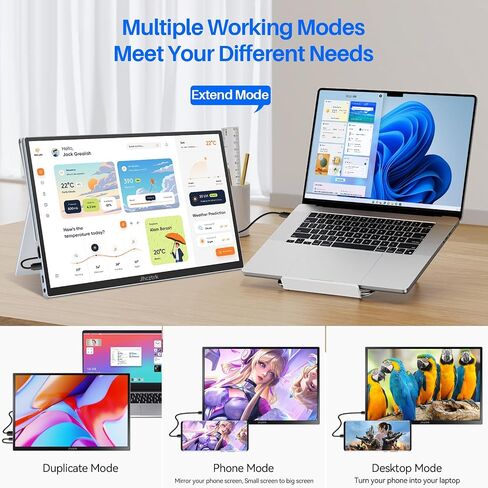شاشة محمولة من شاشة تعمل باللمس 14 بوصة ، شاشة محمولة 1080 بكسل ، شاشة ألعاب FHD IPS HDR خفيفة وخفيفة الوزن ، ومراقبة سفر محمول مع مكبرات صوت مدمجة و VESA لجهاز الكمبيوتر المحمول MAC PCBOX PS4/5 in Kuwait