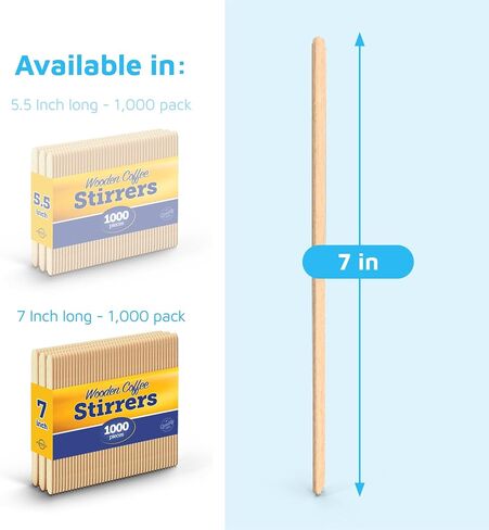 MontoPack Wooden Coffee Stirrers | Bulk Pack of 1000 5.5" Disposable Wood Stir Sticks for Hot or Cold, Beverages & Cocktails | Round Edges, Splinter-free & Food safe, Ideal for Popsicles and Crafts in Saudi Arabia