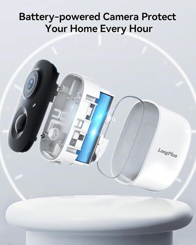 LongPlus No WiFi Security Camera, 4G LTE Cellular Security Camera with SIM Card, 2K Solar Outdoor Cam Wireless, 360° View, Color Night Vision, Motion&Siren Alarm, Smart AI Detection in Saudi Arabia