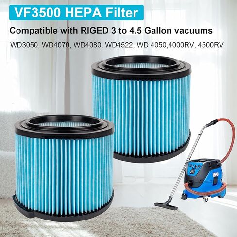 2 Pack VF4000 Replacement Filter for Standard Wet and Dry Vacuum Cleaner Filter, for RIDGID Shop Vacs Wet Dry 5-20 Gal, 6-9 Gal Husky Vacuum,WD5500 WD0671 RV2400A RV2600B Vac,Shop Vacuum 17816 9-17816 in Saudi Arabia