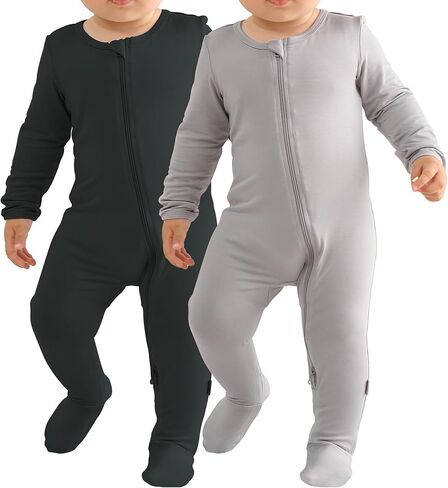 طفل الخيزران رايون رومبير رضع القدمين طويلة الأكمام طويلة السوستة ملابس 2 حزمة حللا من قطعة واحدة in Kuwait