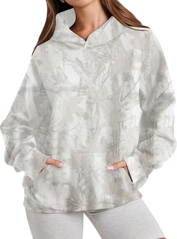 سترة بقلنسوة مموهة للنساء من مابل ليف من الصوف بقلنسوة كبيرة الحجم مموهة للنساء عصرية in Kuwait