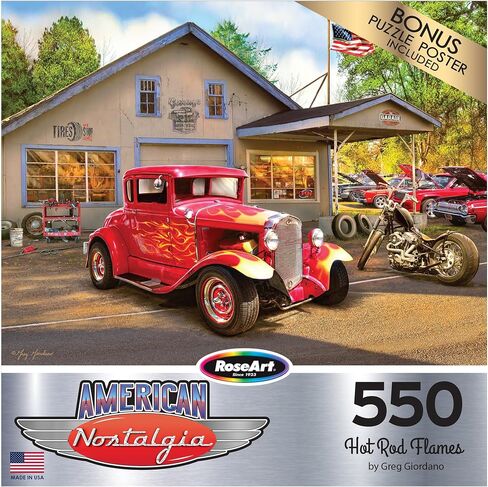 RoseArt - American Nostalgia - Hot Rod Garage - 550 Piece Jigsaw Puzzle for Adults in Kuwait