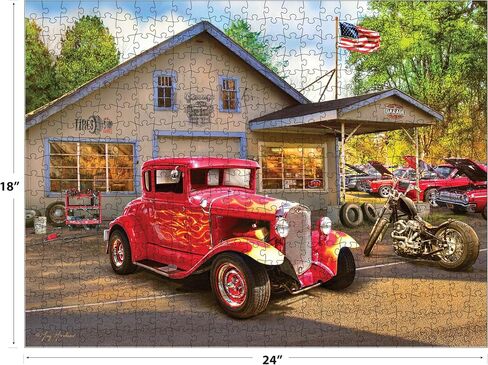 RoseArt - American Nostalgia - Hot Rod Garage - 550 Piece Jigsaw Puzzle for Adults in Kuwait