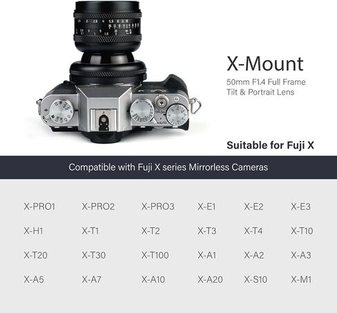 Asthori 50mm F1.4 فتحة كبيرة الفتحة الكاملة إطار العدسة الميل 2 في 1 متوافقة مع Fuji Fujifilm X-Mountless Camera X-T2 ، X-T3 ، X-T4 ، X-T20 ، X-T30 ، X-T100 ، X-A1 ، إلخ الأسود in Kuwait