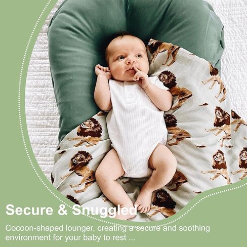 Organic Infant Lounger, Baby Nest for Baby Girls & Boys, Newborn Essentials for Baby 0-12 Months, 100% Cotton, Portable Travel Bed (Golden Brown) in Saudi Arabia