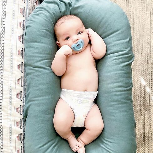 Organic Infant Lounger, Baby Nest for Baby Girls & Boys, Newborn Essentials for Baby 0-12 Months, 100% Cotton, Portable Travel Bed (Golden Brown) in Saudi Arabia
