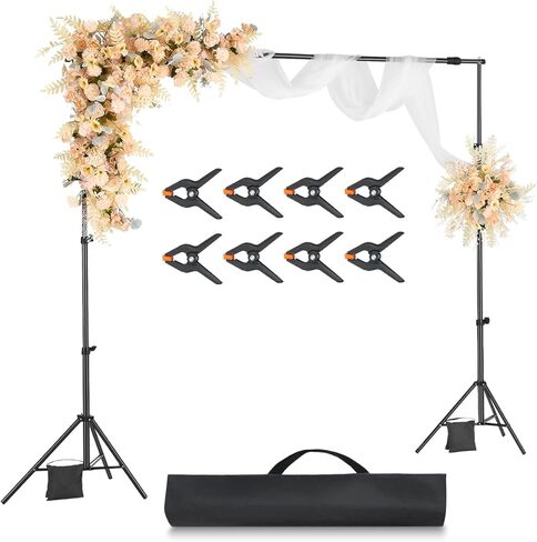 VEVOR Backdrop Stand, 10 x 10 ft Adjustable Photo Backdrop Stand Kit, Portable Background Backdrop Stand with 4 Crossbars, Heavy Duty Projector Screen Stand, for Wedding, Photo Video Studio & Party in Saudi Arabia