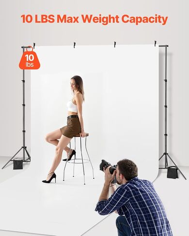 VEVOR Backdrop Stand, 10 x 10 ft Adjustable Photo Backdrop Stand Kit, Portable Background Backdrop Stand with 4 Crossbars, Heavy Duty Projector Screen Stand, for Wedding, Photo Video Studio & Party in Saudi Arabia