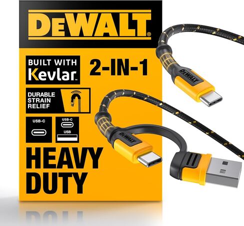 DEWALT 2 in 1 Charging Cable, USB C to USB C w/Adapter USB, 60W PD Fast Charging & Data Sync, Type C Charging Cables for Multiple Devices for iPhone 16/15 Pro Max, MacBook, iPad, Samsung Galaxy, 10ft in Saudi Arabia