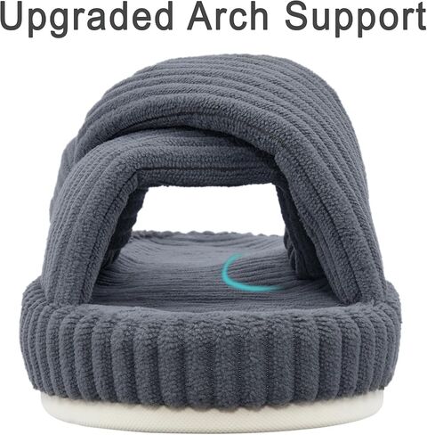 Women's House Slippers Corduroy Indoor Slippers Memory Foam Bedroom Open Toe Slippers Cross Band House Shoes in Kuwait