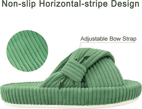 Women's House Slippers Corduroy Indoor Slippers Memory Foam Bedroom Open Toe Slippers Cross Band House Shoes in Saudi Arabia