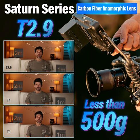 SIRUI Saturn 50mm, 75mm T2.9 1.6X Full Frame Carbon Fiber Anamorphic Lens, Cine Lens for E Mount Cameras, Less Than 500g (Neutral Flare) in Saudi Arabia