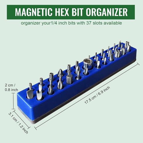 Magnetic Hex Bit Organizer, 2Pcs 74 Holes Bit Holder Sets, 1/4" Drill Hex Bit Storage with Magnet Base, Screwdriver Bit Organizer, Toolbox Organizer, Accessories Storage Grid (Red & Blue) in Saudi Arabia