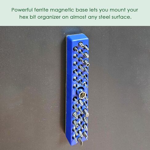 Magnetic Hex Bit Organizer, 2Pcs 74 Holes Bit Holder Sets, 1/4" Drill Hex Bit Storage with Magnet Base, Screwdriver Bit Organizer, Toolbox Organizer, Accessories Storage Grid (Red & Blue) in Saudi Arabia