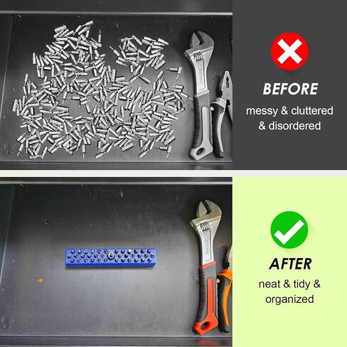 Magnetic Hex Bit Organizer, 2Pcs 74 Holes Bit Holder Sets, 1/4" Drill Hex Bit Storage with Magnet Base, Screwdriver Bit Organizer, Toolbox Organizer, Accessories Storage Grid (Red & Blue) in Saudi Arabia