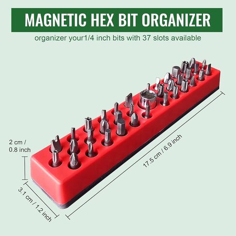Magnetic Hex Bit Organizer, 2Pcs 74 Holes Bit Holder Sets, 1/4" Drill Hex Bit Storage with Magnet Base, Screwdriver Bit Organizer, Toolbox Organizer, Accessories Storage Grid (Red & Blue) in Saudi Arabia