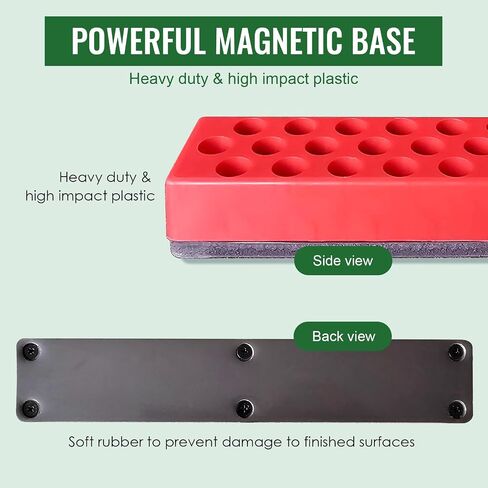 Magnetic Hex Bit Organizer, 2Pcs 74 Holes Bit Holder Sets, 1/4" Drill Hex Bit Storage with Magnet Base, Screwdriver Bit Organizer, Toolbox Organizer, Accessories Storage Grid (Red & Blue) in Saudi Arabia