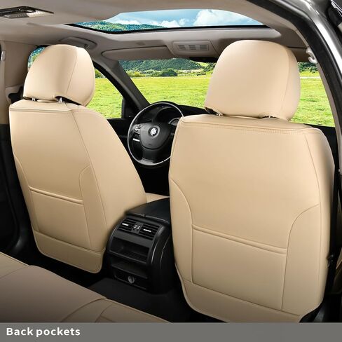 Car Seat Covers Full Set with Waterproof Leather Car Seat Covers Full Seats Car Seat Cushion Seat Protector Universal Fit Most Cars (Brown&Black) in Saudi Arabia