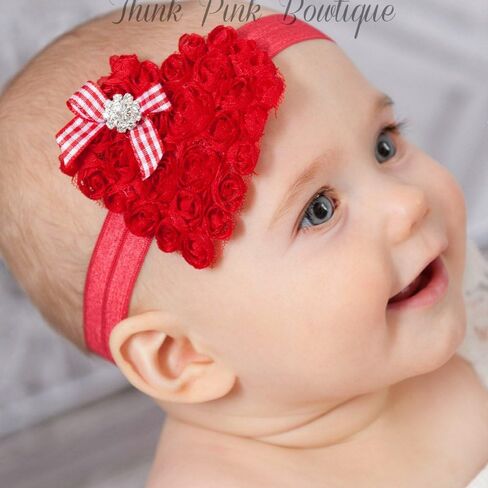JustMyDress Baby Girls Valentines Headband Heart-Shaped Rose Flower Headwear Hair Band JHV01 (Turban) in Kuwait