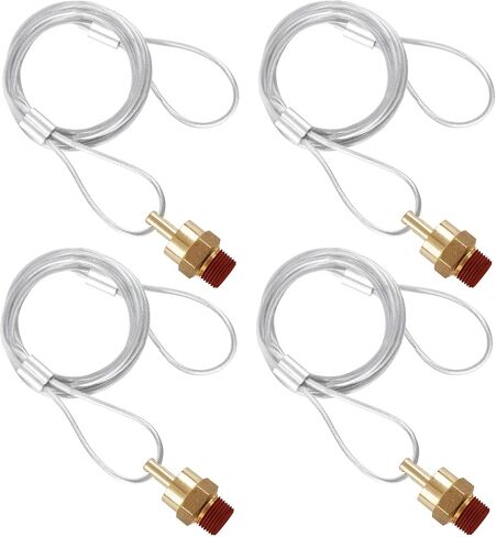 3/8" Air Tank Drain Valve Plug with 60" Cable, Dazakoot Brass Tank Drain Valve Replacement Part, Tank Drain Valve Max Working Pressure 350PSI - 4Pack in Saudi Arabia