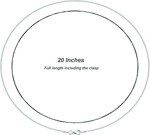 Sterling Silver 1mm Box Chain Necklace,Sturdy Lobster Claw Clasp,Classic and Premium Thin Italian Box Chain Necklace 14-24 Inches in Kuwait