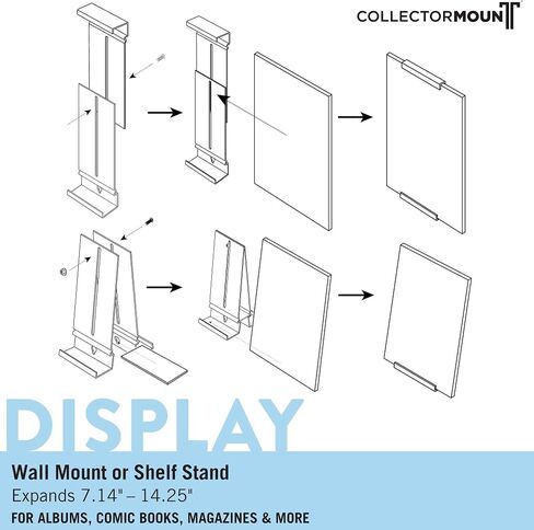 CollectorMount Album Mount 1 Pack Wall Mount Album Frame Brackets or Shelf Stand, Adjustable, Clear to display Vinyl Records in Saudi Arabia