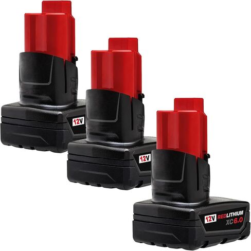 2 Pack 6Ah for M-12 Battery Replacement 48-11-2440 48-11-2450 48-11-2460 ...【for-Milwaukee M 12 Battery High Output】 Compatible with Milwaukee 12V Tools and 12 volt Lithium Battery Charger (2) in Saudi Arabia