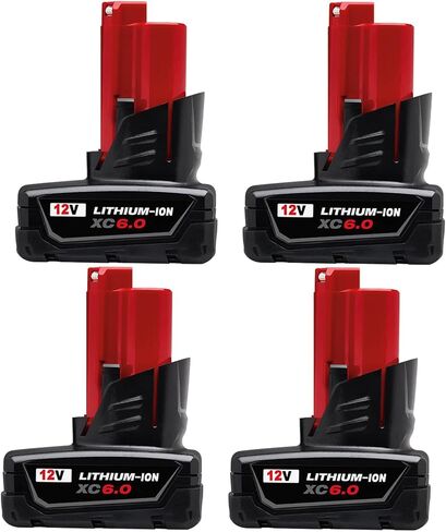 2 Pack 6Ah for M-12 Battery Replacement 48-11-2440 48-11-2450 48-11-2460 ...【for-Milwaukee M 12 Battery High Output】 Compatible with Milwaukee 12V Tools and 12 volt Lithium Battery Charger (2) in Saudi Arabia
