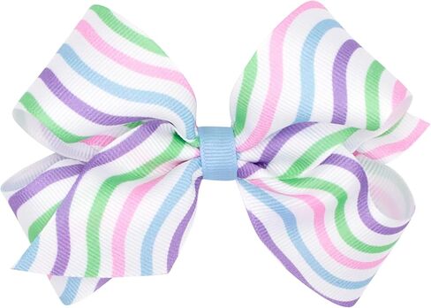 Wee Ones Girls' Easter Embellished Grosgrain Bow with Moonstitch Edge on a WeeStay clip, Handmade, Medium, Tulip Embroidery in Saudi Arabia