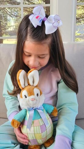 Wee Ones Girls' Easter Embellished Grosgrain Bow with Moonstitch Edge on a WeeStay clip, Handmade, Medium, Tulip Embroidery in Saudi Arabia