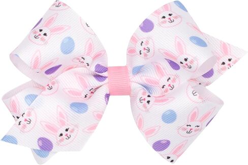 Wee Ones Girls' Easter Embellished Grosgrain Bow with Moonstitch Edge on a WeeStay clip, Handmade, Medium, Tulip Embroidery in Saudi Arabia
