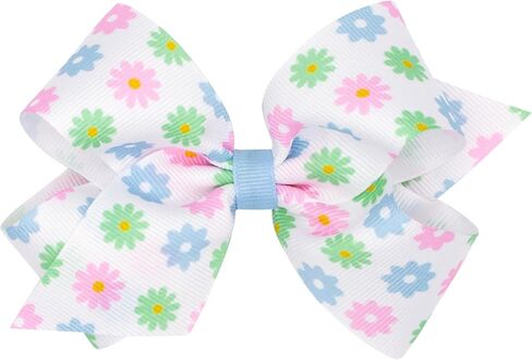 Wee Ones Girls' Easter Embellished Grosgrain Bow with Moonstitch Edge on a WeeStay clip, Handmade, Medium, Tulip Embroidery in Saudi Arabia