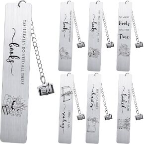12 Pcs Book Lovers Gift Metal Book Marks for Woman 6 Styles Library Reading Bookmark Book Club Gift Ideas for Thanksgiving Christmas Xmas Party Graduation Gift
