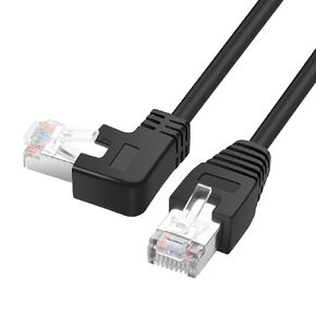 YACSEJAO RJ45 90 Degree Ethernet Cable Cat6 RJ45 Male to Right Angle Network Patch ​Cords Choose from Multiple Angle Lengths (Down Angle, 2M/6.6FT)