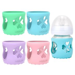 Morlike Silicone Baby Bottle Holder Sleeves Fit for Philips Avent Natural Glass Baby Bottles 8oz, 100% Silicone Baby Bottle Covers for SCY913, Protecting Glass Bottles, Dishwasher Safe (4 Pack)