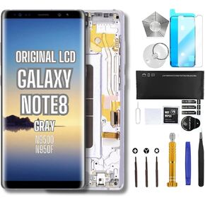Original OEM Pull Screen Replacement for Samsung Galaxy Note 8 True Original OEM Display Digitizer LCD Touch Assembly N950 SM-N9500 N950F DS W U Premium Repair Toolkit (Orchid Gray Frame)